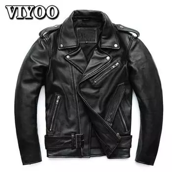 Мужские классические мотоциклетные куртки большого размера, кожаная куртка из 100% натуральной коровьей кожи, толстая мотоциклетная куртка, зимняя мужская куртка с рукавами 8, 9, 10XL