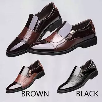 Мужские классические оксфорды на плоской подошве, кожаная деловая обувь 48 чёрный