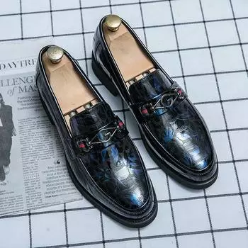 Мужские классические оксфорды в деловом стиле на плоской подошве, повседневная кожаная обувь, лоферы для вождения, свадебные туфли, мокасины в итальянском стиле 38 синий