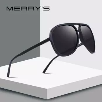 Мужские классические поляризационные солнцезащитные очки MERRY S DESIGN, зажигалка, 100% защита от ультрафиолета, S 8510 чёрный