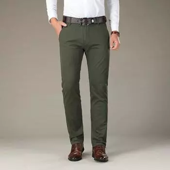 Мужские классические повседневные брюки больших размеров, деловые эластичные брюки, мужские брендовые зеленые, хаки, черные 29 армия зеленый