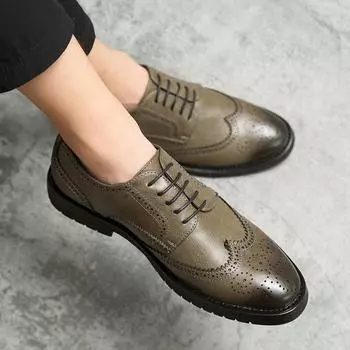 Мужские классические ретро-дерби в уличном стиле, коричневые, формальные, деловые, летние, броги, черные, для выпускного вечера, большие размеры EU: 38 чёрный