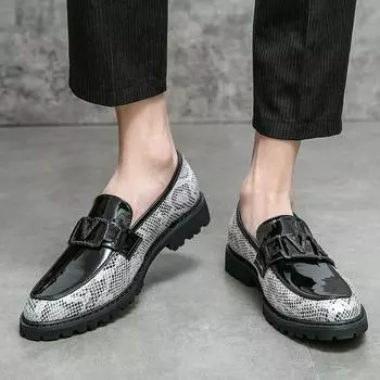Мужские классические ретро-лоферы, повседневные, уличные, в деловом стиле, слипоны, черные, для выпускного вечера, большие размеры EU: 38 чёрный