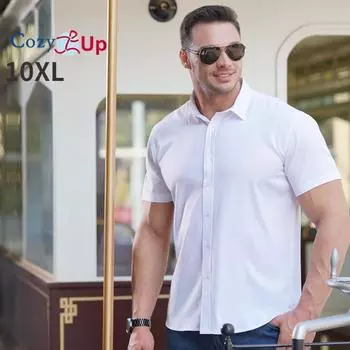 Мужские классические рубашки Cozy Up с коротким рукавом, эластичные, устойчивые к морщинам рубашки на пуговицах обычного кроя L красный