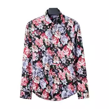 Мужские классические рубашки с длинными рукавами и цветочным принтом на пуговицах, дышащие повседневные рубашки с винтажным принтом, однотонные оксфордские деловые рубашки без морщин для мужчин M белый