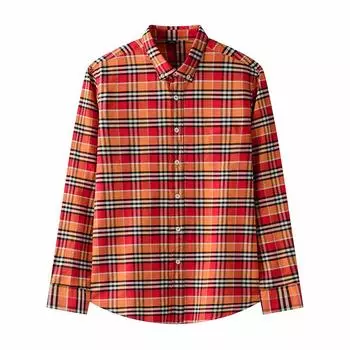 Мужские классические рубашки в клетку с длинными рукавами, дышащие повседневные винтажные рубашки на пуговицах, однотонные хлопковые деловые рубашки без морщин для мужчин S