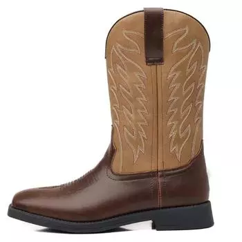 Мужские классические высокие вышитые ботильоны, мужская обувь в стиле ретро, широкие ковбойские сапоги в стиле вестерн, остроносые ботинки на платформе для мужчин 38