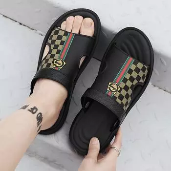Мужские классные тапочки, летняя новая мягкая подошва, верхняя одежда, двойного назначения, нескользящие тапочки для вождения, модная пляжная обувь для отдыха на открытом воздухе 40