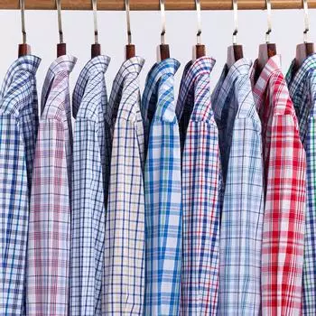 Мужские клетчатые рубашки из чистого хлопка с длинным рукавом, повседневные, классические, в клетку, модный дизайн 38