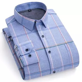 Мужские клетчатые рубашки с длинным рукавом, деловая повседневная мужская полосатая рубашка на зиму, теплый дизайн в клетку 40