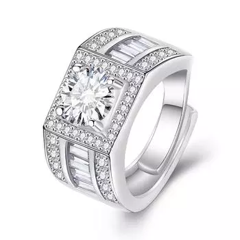 Мужские кольца для свадьбы из стерлингового серебра 925 пробы, классические офисные ювелирные изделия, роскошные обручальные кольца с бриллиантами, мужские большие серебряные кольца с изменяемым размером