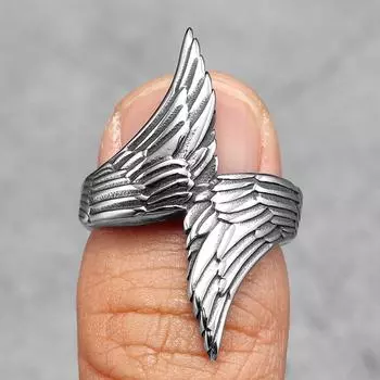 Мужские кольца из нержавеющей стали с крыльями ангела в стиле панк, простые модные для женщин, байкерские модные украшения, подарок для творчества на Хэллоуин, оптовая продажа 9
