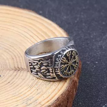 Мужские кольца-компасы в стиле викингов-пиратов, винтажное кольцо с скандинавскими символами, скандинавская мифология, мужские языческие украшения-амулеты из нержавеющей стали 7