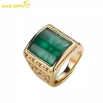 Мужские кольца SACE GEMS с классическим отверстием и агатом из медного сплава можно регулировать open зелёный