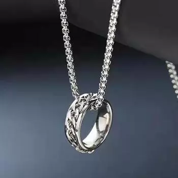 Мужские кольца, женские кольца, титановые кольца, цветное ожерелье для пар в стиле хип-хоп. серебряный