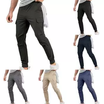 Мужские комбинезоны, брюки-карго, повседневные спортивные брюки для походов, хлопковые брюки с карманами L бежевый