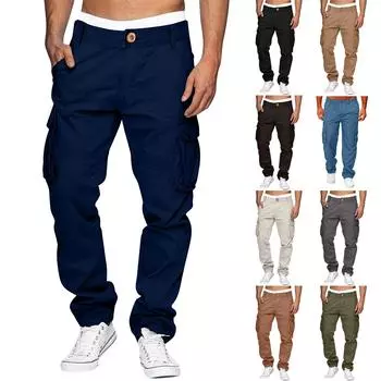 Мужские комбинезоны на пуговицах, повседневные брюки с несколькими карманами, походные брюки, хлопковые саржевые брюки XXXL