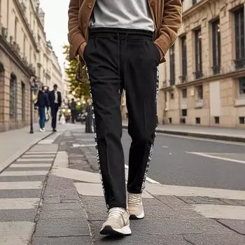 Мужские комбинезоны, повседневные брюки с несколькими карманами и завязками, походные брюки, хлопковые саржевые брюки L чёрный