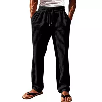 Мужские комбинезоны, повседневные брюки с несколькими карманами и завязками, походные брюки, хлопковые саржевые брюки L чёрный