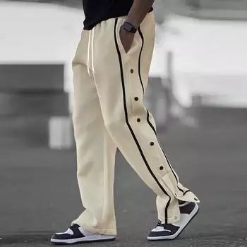 Мужские комбинезоны, повседневные брюки с несколькими карманами и завязками, походные брюки, хлопковые саржевые брюки L бежевый