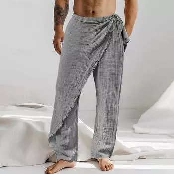 Мужские комбинезоны, повседневные брюки с несколькими карманами и завязками, походные брюки, хлопковые саржевые брюки L