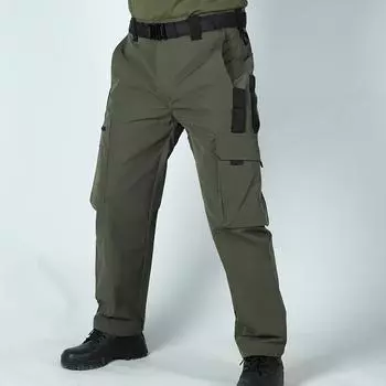 Мужские комбинезоны, повседневные брюки с несколькими карманами и завязками, походные брюки, хлопковые саржевые брюки XXXL зелёный