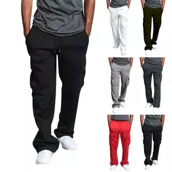 Мужские комбинезоны, повседневные брюки с несколькими карманами и завязками, походные брюки, хлопковые саржевые брюки L чёрный