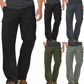 Мужские комбинезоны, повседневные брюки с несколькими карманами и завязками, походные брюки, хлопковые саржевые брюки L армия зеленый