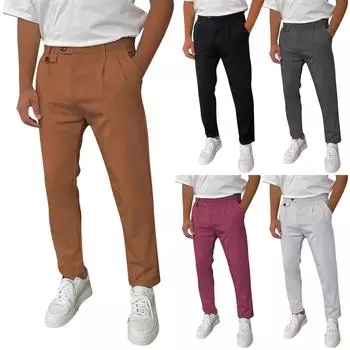 Мужские комбинезоны, повседневные брюки с несколькими карманами и завязками, походные брюки, хлопковые саржевые брюки L чёрный