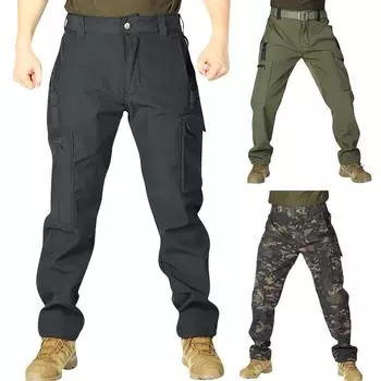 Мужские комбинезоны, повседневные брюки с несколькими карманами и завязками, походные брюки, хлопковые саржевые брюки L армия зеленый