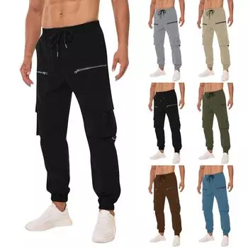 Мужские комбинезоны, повседневные брюки с несколькими карманами и завязками, походные брюки, хлопковые саржевые брюки L армия зеленый