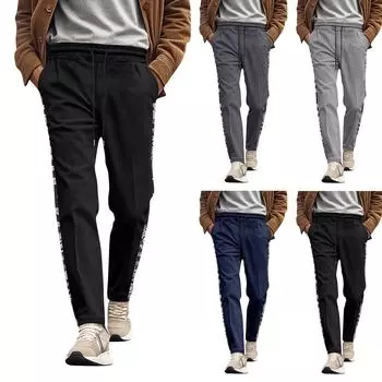 Мужские комбинезоны, повседневные брюки с несколькими карманами и завязками, походные брюки, хлопковые саржевые брюки L чёрный