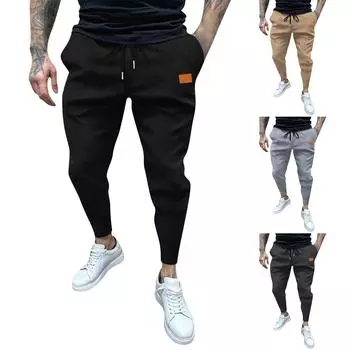 Мужские комбинезоны, повседневные брюки с несколькими карманами и завязками, походные брюки, хлопковые саржевые брюки L чёрный