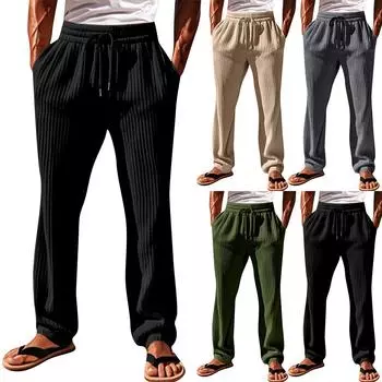 Мужские комбинезоны, повседневные брюки с несколькими карманами и завязками, походные брюки, хлопковые саржевые брюки L чёрный