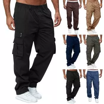 Мужские комбинезоны, повседневные брюки с несколькими карманами и завязками, походные брюки, хлопковые саржевые брюки XXL армия зеленый