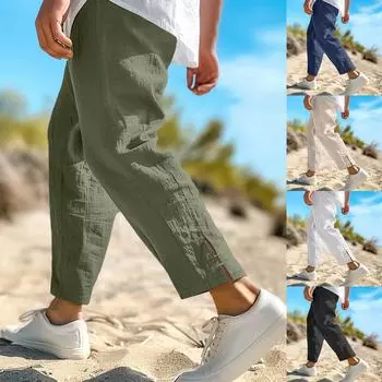 Мужские комбинезоны, повседневные брюки с несколькими карманами и завязками, походные брюки, хлопковые саржевые брюки L чёрный