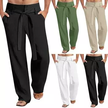 Мужские комбинезоны, повседневные брюки с несколькими карманами и завязками, походные брюки, хлопковые саржевые брюки L чёрный
