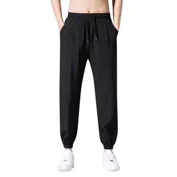 Мужские комбинезоны, повседневные брюки с несколькими карманами и завязками, походные брюки, хлопковые саржевые брюки M чёрный