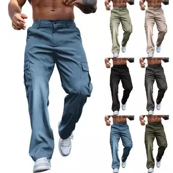 Мужские комбинезоны, повседневные брюки с несколькими карманами и завязками, походные брюки, хлопковые саржевые брюки L армия зеленый