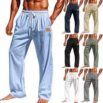 Мужские комбинезоны, повседневные брюки с несколькими карманами и завязками, походные брюки, хлопковые саржевые брюки L чёрный