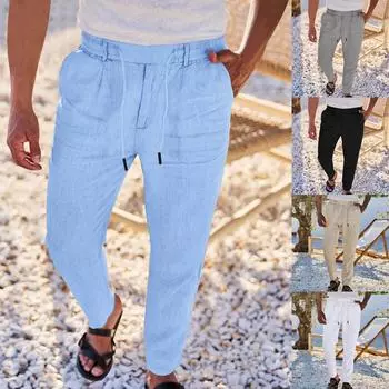 Мужские комбинезоны, повседневные брюки с несколькими карманами и завязками, походные брюки, хлопковые саржевые брюки L чёрный