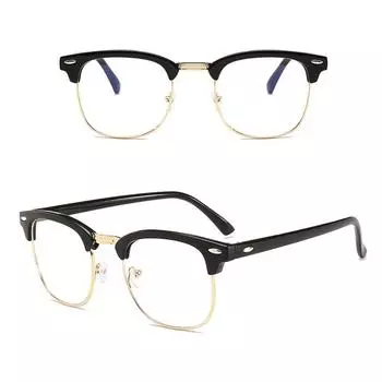 Мужские компьютерные классические популярные квадратные женские очки с защитой от синего света, полуободковые очки без оправы, блокирующие синий свет, горячая распродажа, очки, аксессуары для очков Silver чёрный