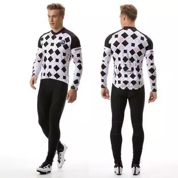 Мужские комплекты для езды на велосипеде с длинными рукавами, одежда для защиты от пота, костюмы с 3D набивкой, подушка для велоспорта, трикотажные изделия для велоспорта S