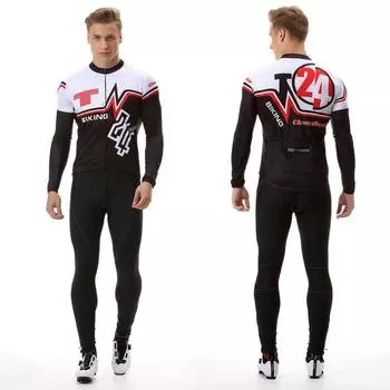 Мужские комплекты для езды на велосипеде с длинными рукавами, одежда для защиты от пота, костюмы с 3D набивкой, подушка для велоспорта, трикотажные изделия для велоспорта S
