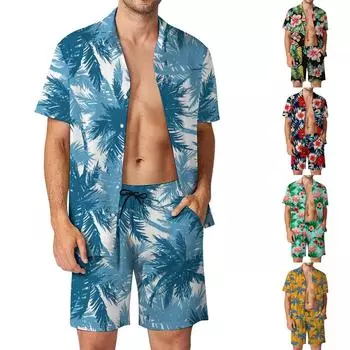 Мужские комплекты из 2 предметов, летние повседневные футболки с короткими рукавами и классические спортивные шорты, комплект спортивного костюма XXL циан