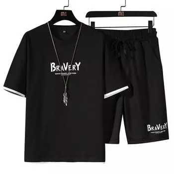 Мужские комплекты Летние комплекты Спортивные спортивные костюмы Мужские беговые костюмы Две части Хип-хоп уличная одежда L