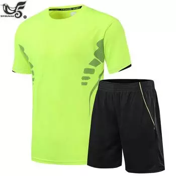 Мужские комплекты, летний мужской спортивный костюм, мужской спортивный костюм для бега и фитнеса, комплект из двух предметов M чёрный