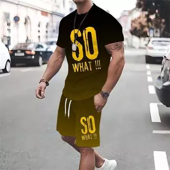 Мужские комплекты одежды, летние милые футболки для мальчиков, короткие штаны, комплект из 2 предметов, костюмы для мужчин, повседневные костюмы S