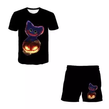 Мужские комплекты одежды, летние милые футболки для мальчиков, короткие штаны, комплект из 2 предметов, костюмы для мужчин, повседневные костюмы S