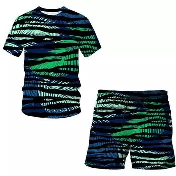 Мужские комплекты одежды, летние милые футболки для мальчиков, короткие штаны, комплект из 2 предметов, костюмы для мужчин, повседневные костюмы S